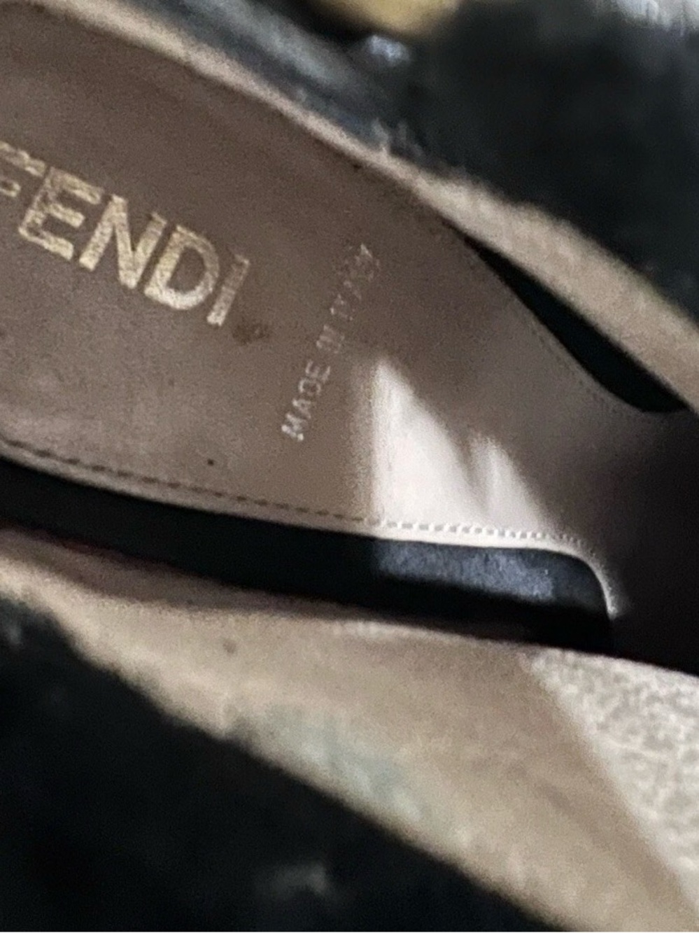 Fendi FF Black Fendista Shearling Fur Suede Buckled Platform Ankle Boot 39 - Picture 6 of 8